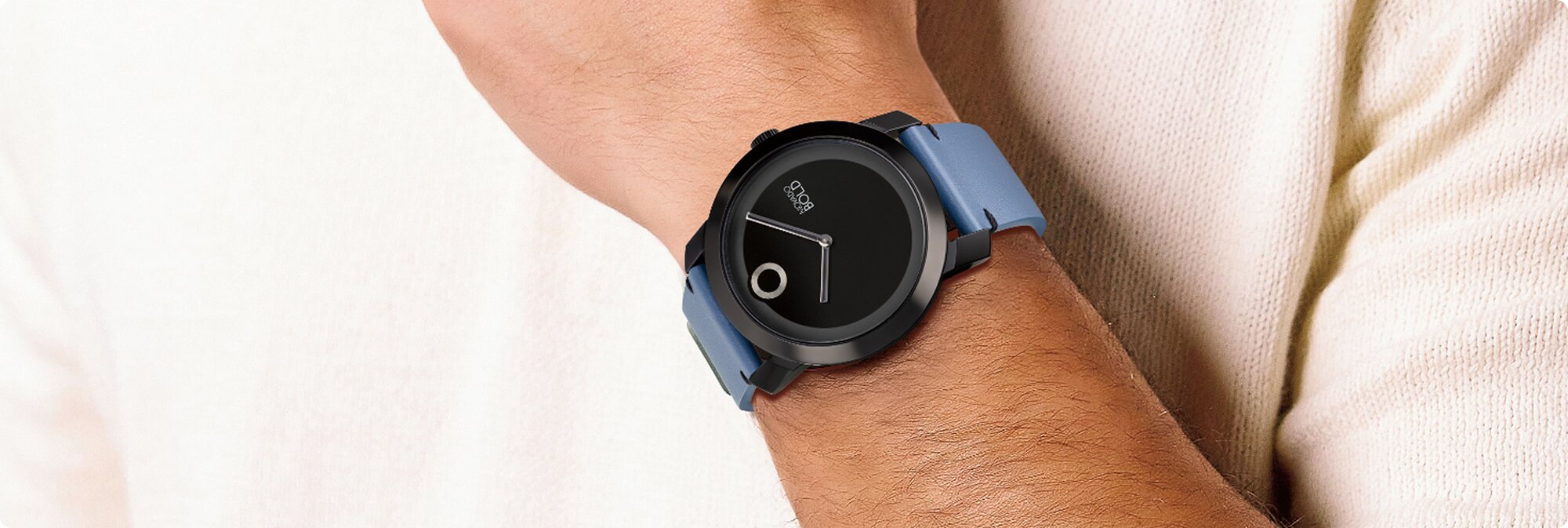 Movado Trend Propel blue strap on model