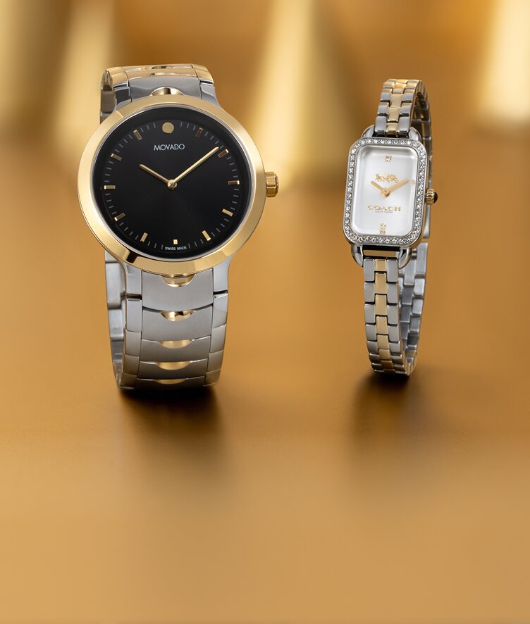 Movado Stellar two tone bracelet paired with Coach Ludlow with two tone bracelet