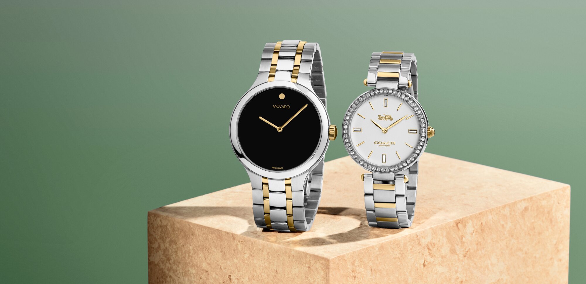 Movado and Coach two tone bracelets