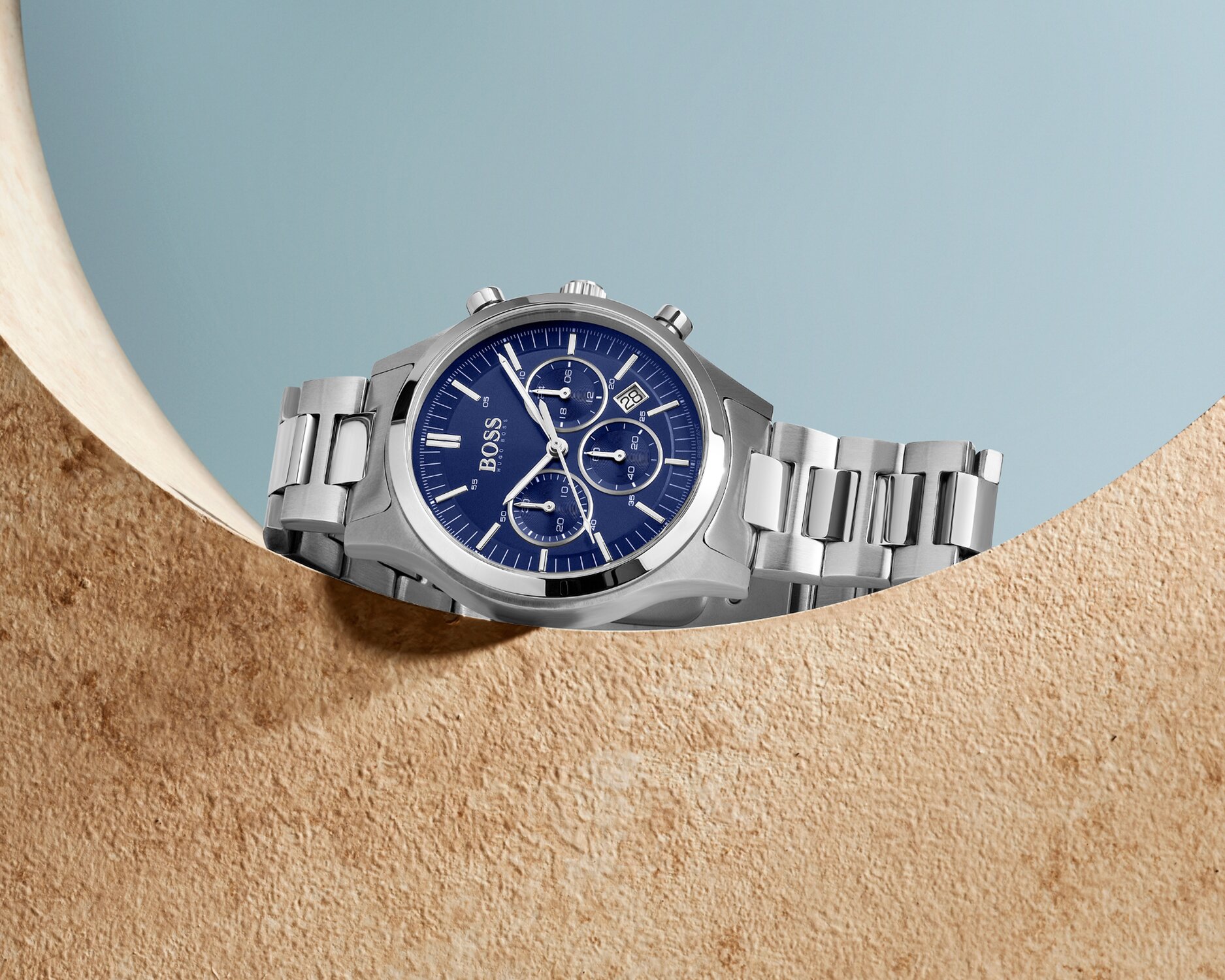 Boss Metronome watch with stainless steel bracelet and blue dial 