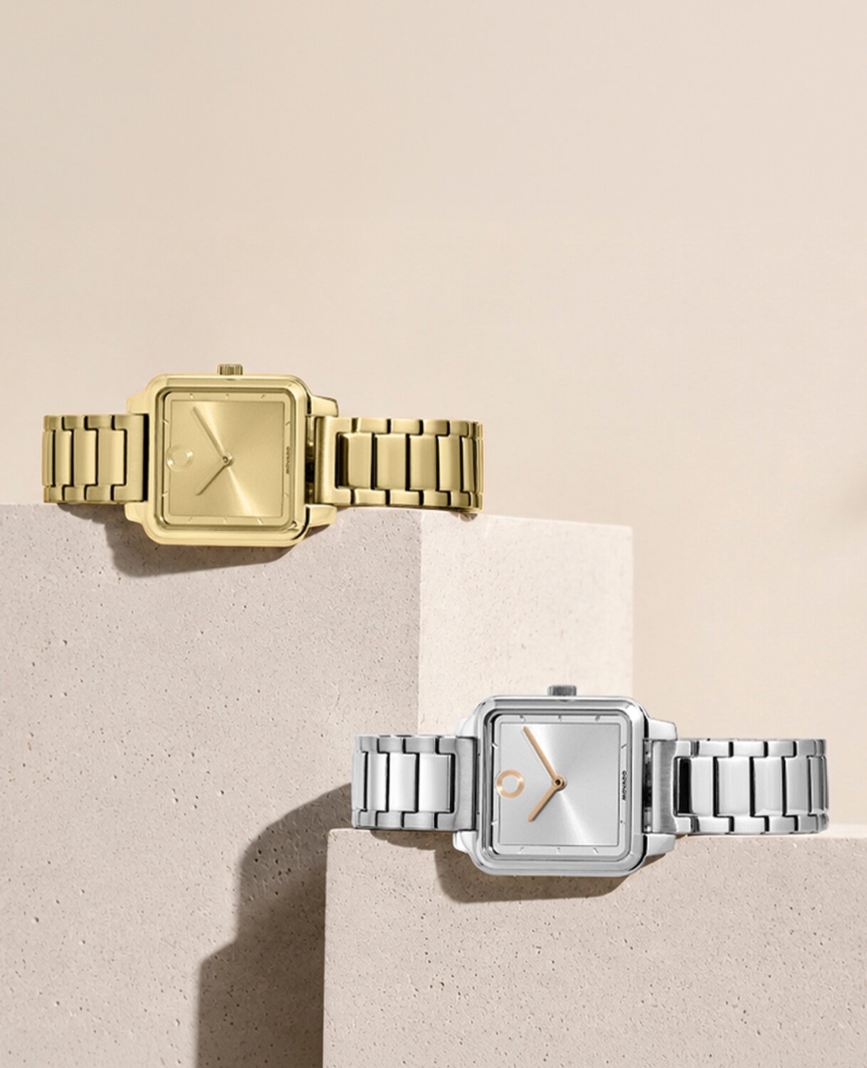 Movado Trend silver and gold womens watches with shaped cases