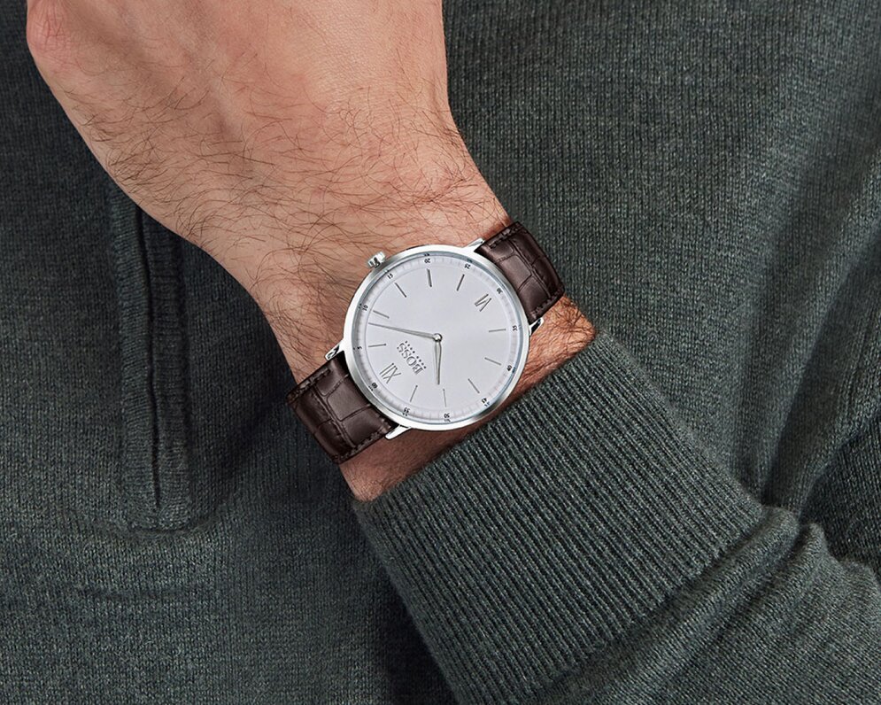 Boss men's watch with brown leather strap on model 