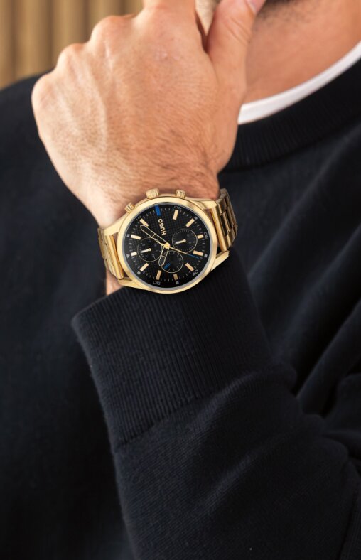 Hugo #Chase gold bracelet mens watch on model