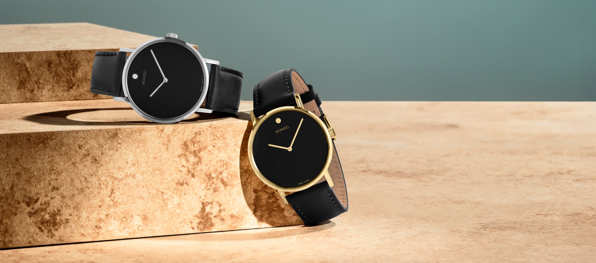 Movado signature straps with gold and silver pvd stainless steel case