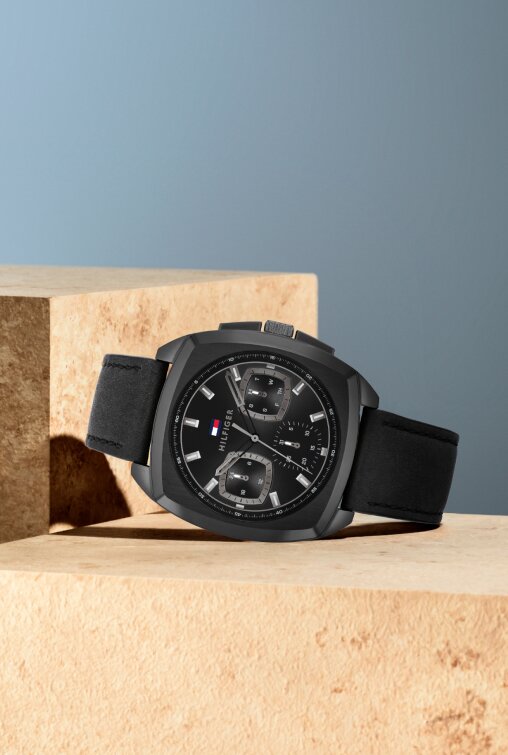 Tommy Hilfiger men's shaped case with black strap