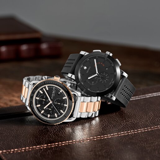 Movado Active Sport two tone bracelet and green dial on model 