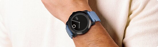 Movado Trend Propel blue strap on model