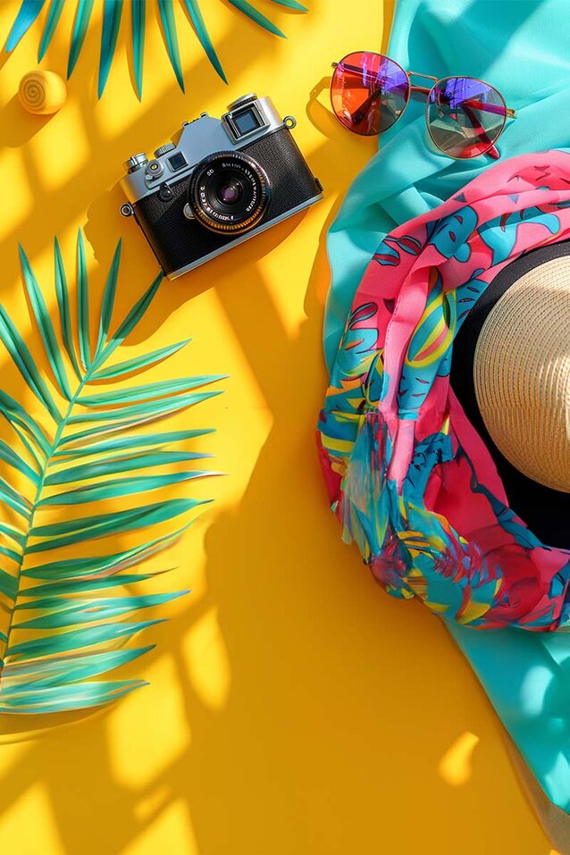 Woman enjoying a holiday on the beach with free travel insurance.