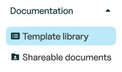 Documentation modal with template library and shareable documents