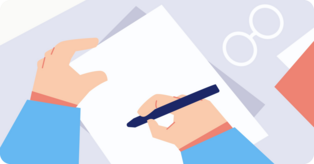 illustration of hands writing on paper