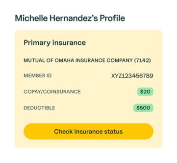 Insurance status check screen