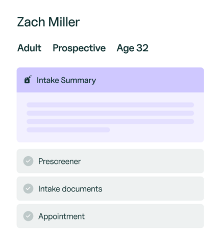 Intake Summary modal