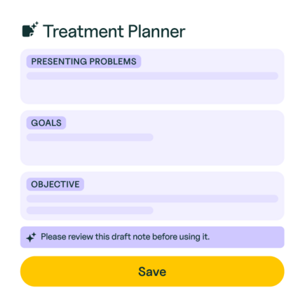 Treatment Planner modal
