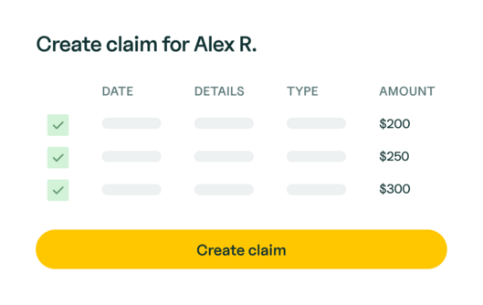 Create claim modal