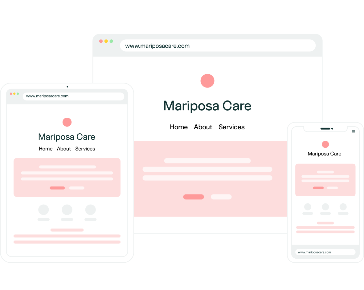 Practitioner website displayed on desktop, tablet, and mobile devices