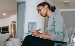 A clipboard on a table with anxiety worksheets