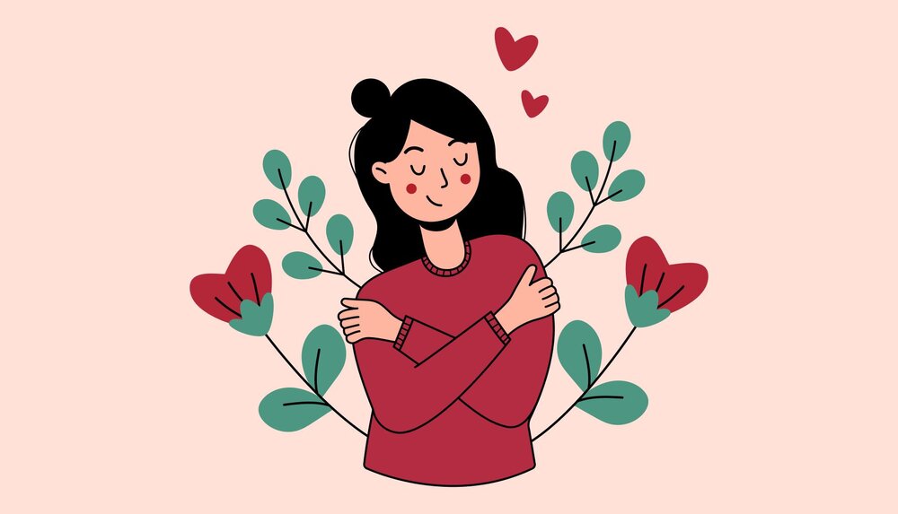 illustration of female with flowers reviewing strengths list