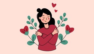 illustration of female with flowers reviewing strengths list