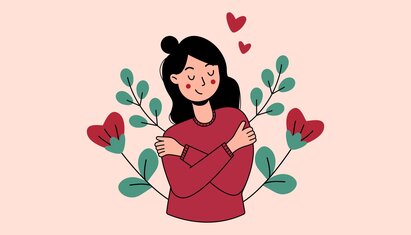 illustration of female with flowers reviewing strengths list