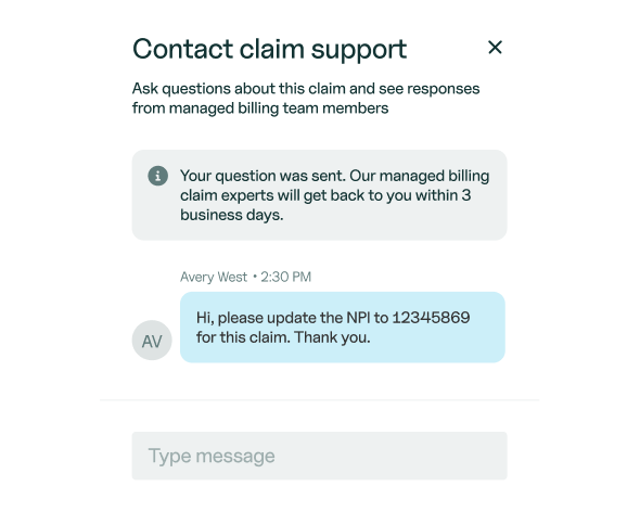 chat with claim support 