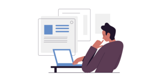 illustration of person looking at computer