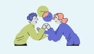 An illustration showing an SLP helping a client with augmentative and alternative communication systems