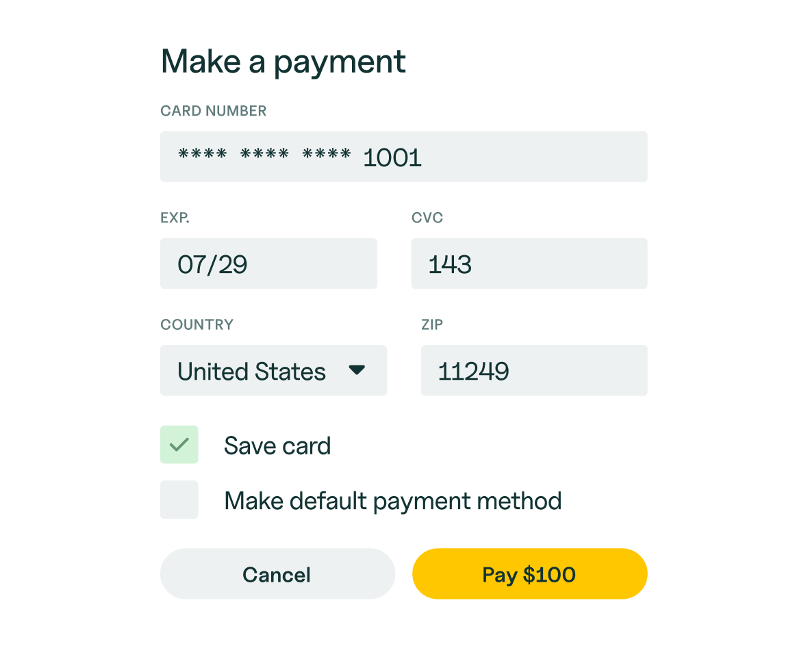 Payment options within the Client Portal