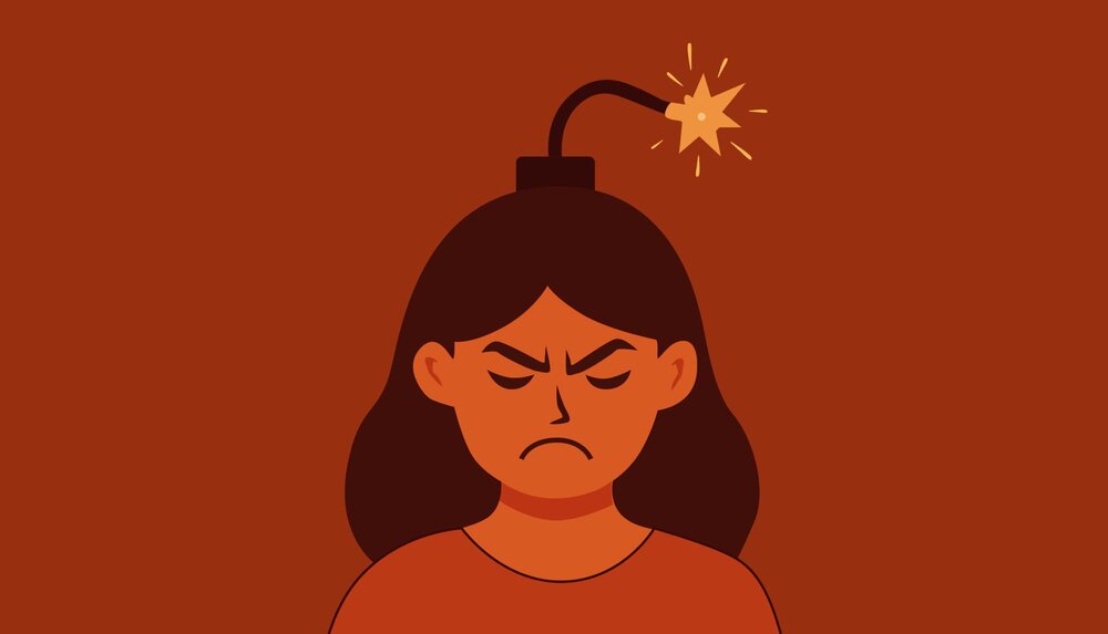 illustration of girl showing angry behaviors to show how behavior worksheets are helpful