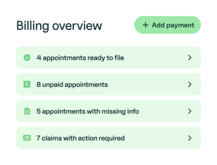 Billing overview screen
