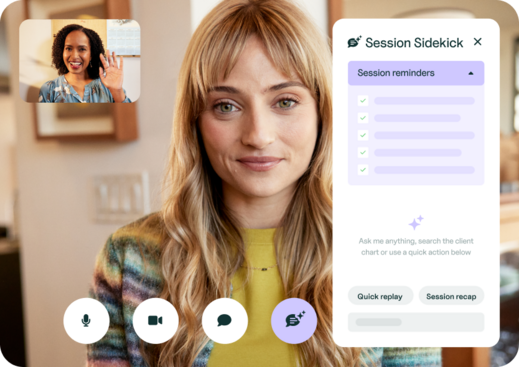 Session Sidekick telehealth screen