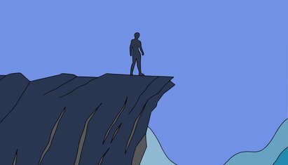 illustration of person on top of ledge conquering their fear of heights using an exposure therapy worksheet