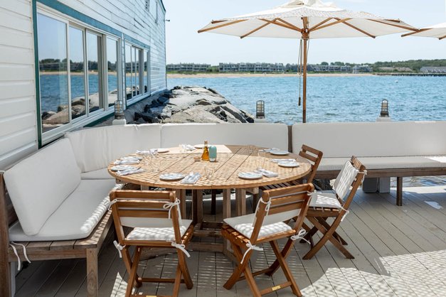A side view of the outdoor dining area on the lobster deck.