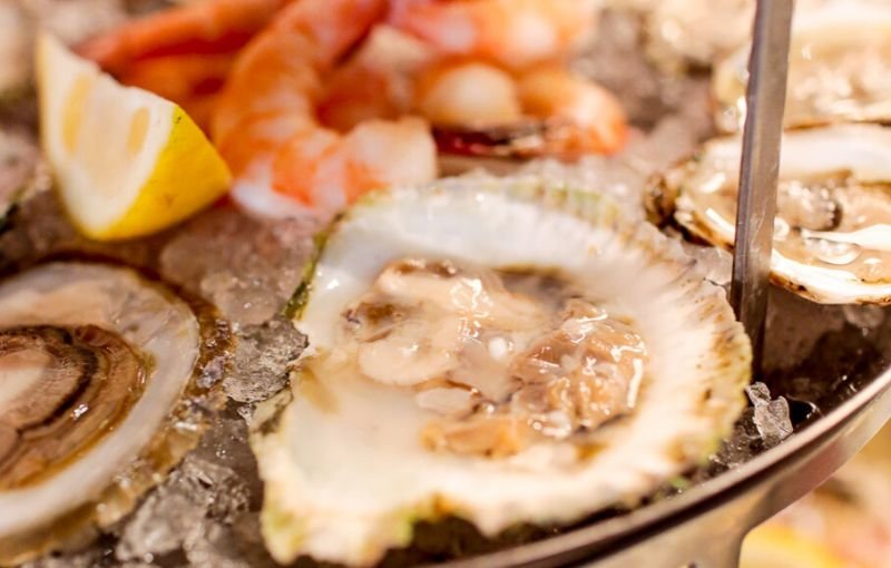 Close up of oysters on the half shell at Duryea's Montauk