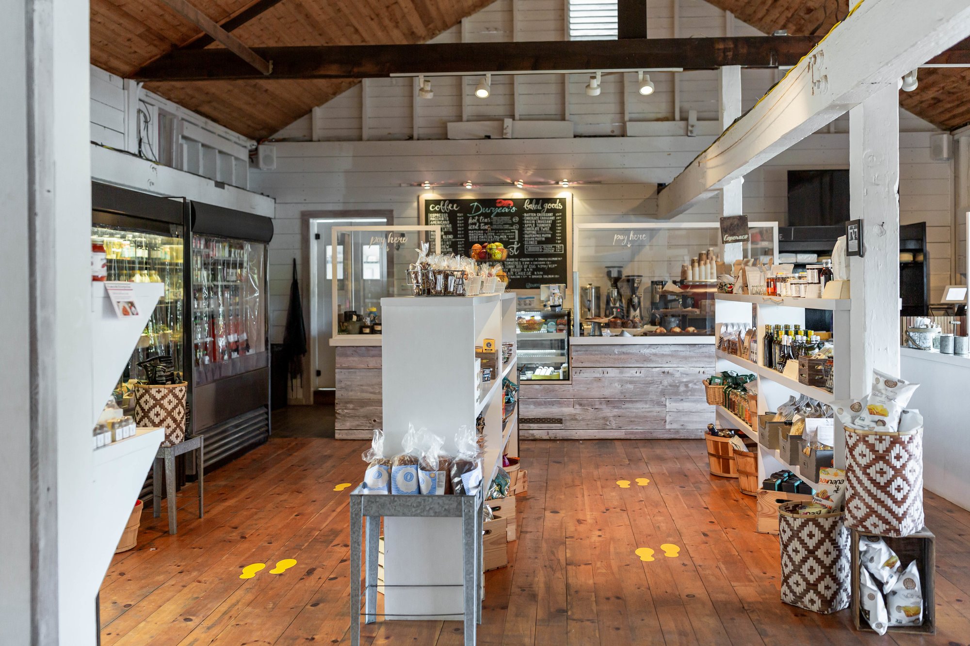 Inside view of Duryea's Market with shelving