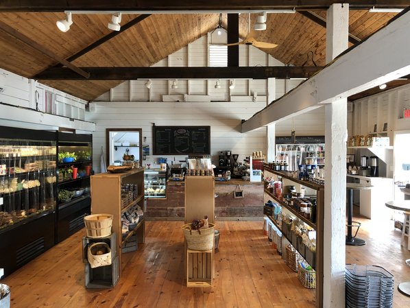 Interior view of Duryea's Market with shelving