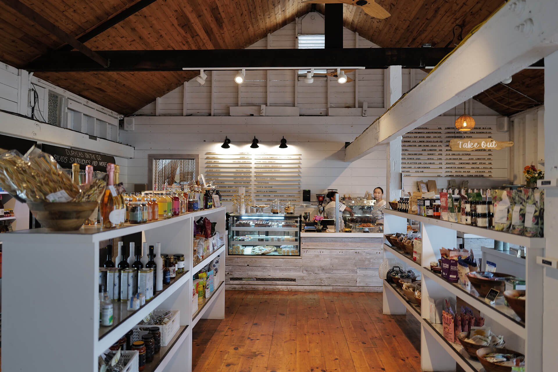Inside view of Duryea's Market with shelving