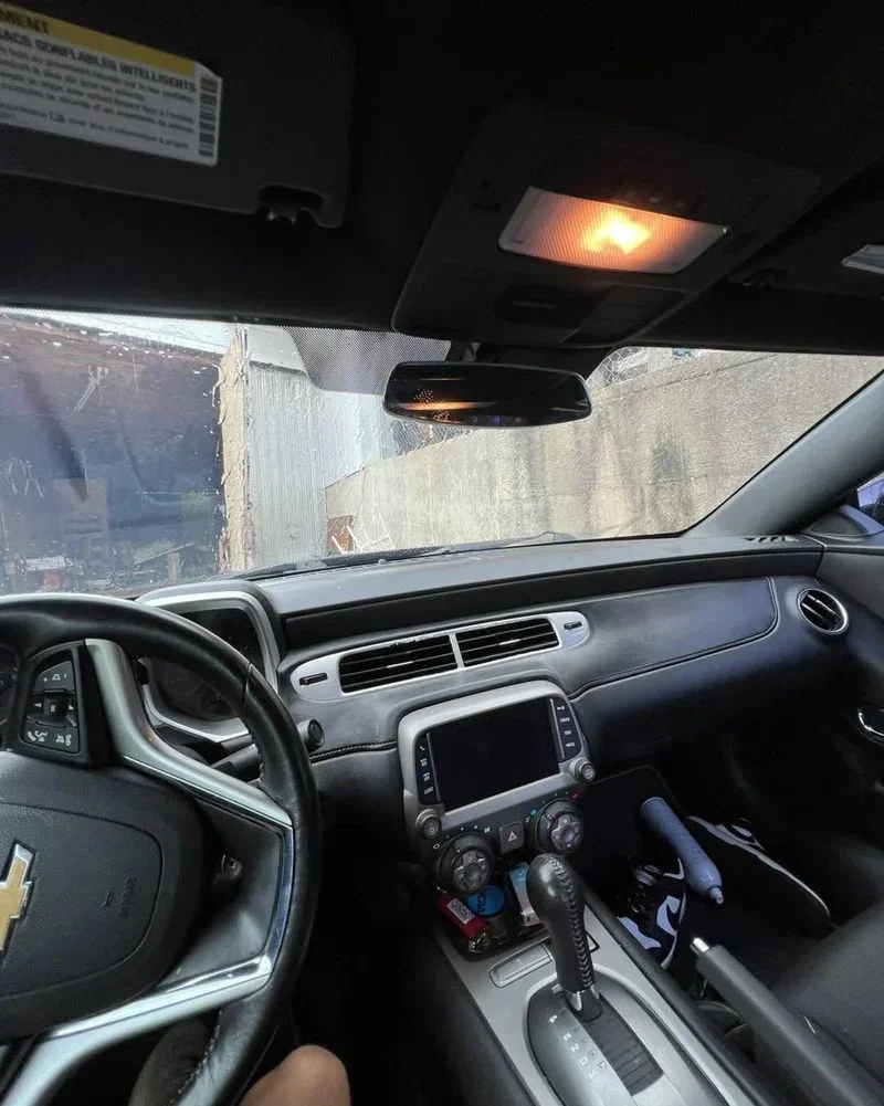 View through a vehicle interior with freshly tinted glass