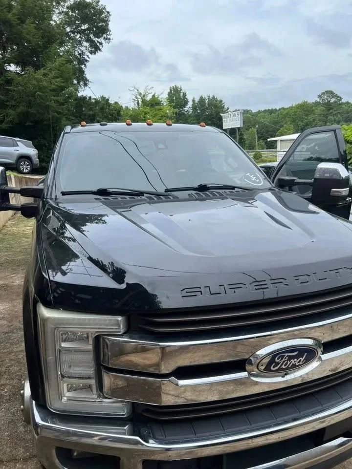 Black Ford Super Duty with full ceramic tint
