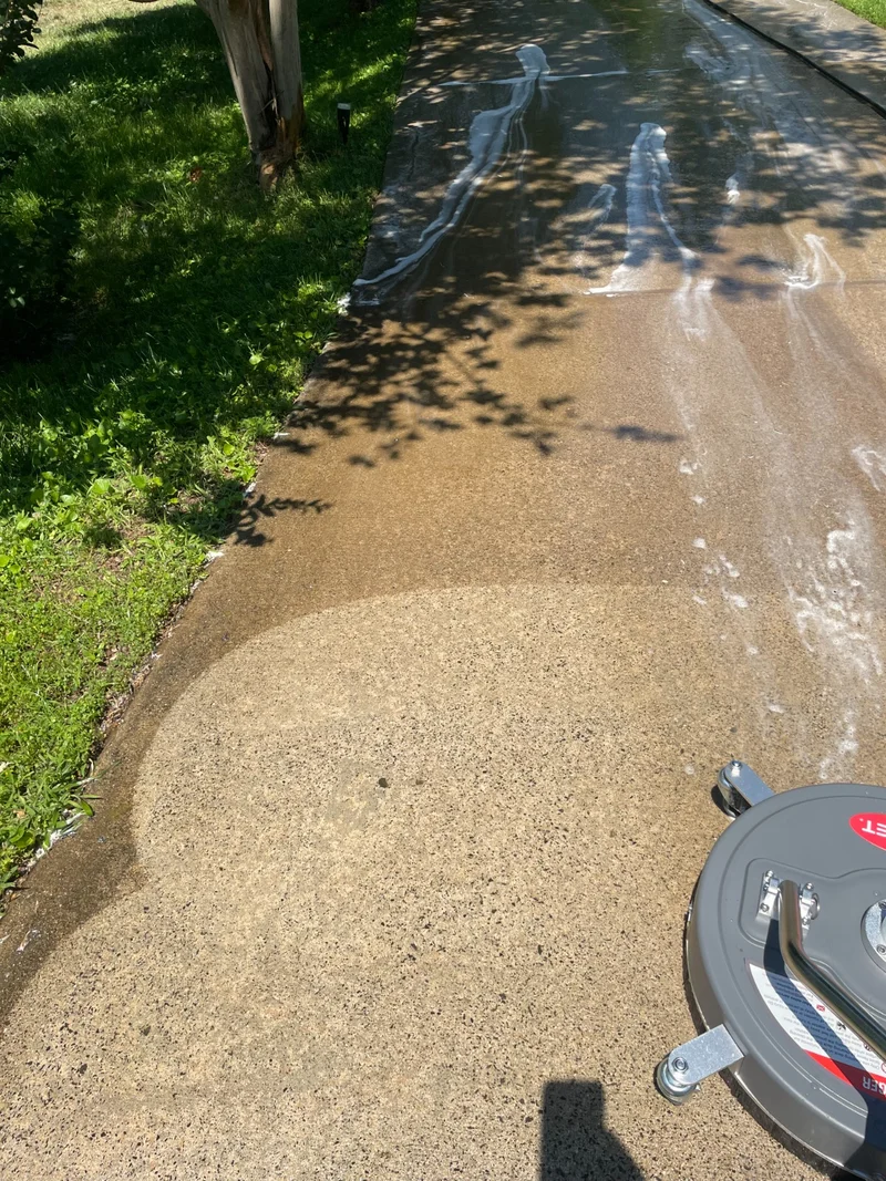 Driveway cleaning in progress