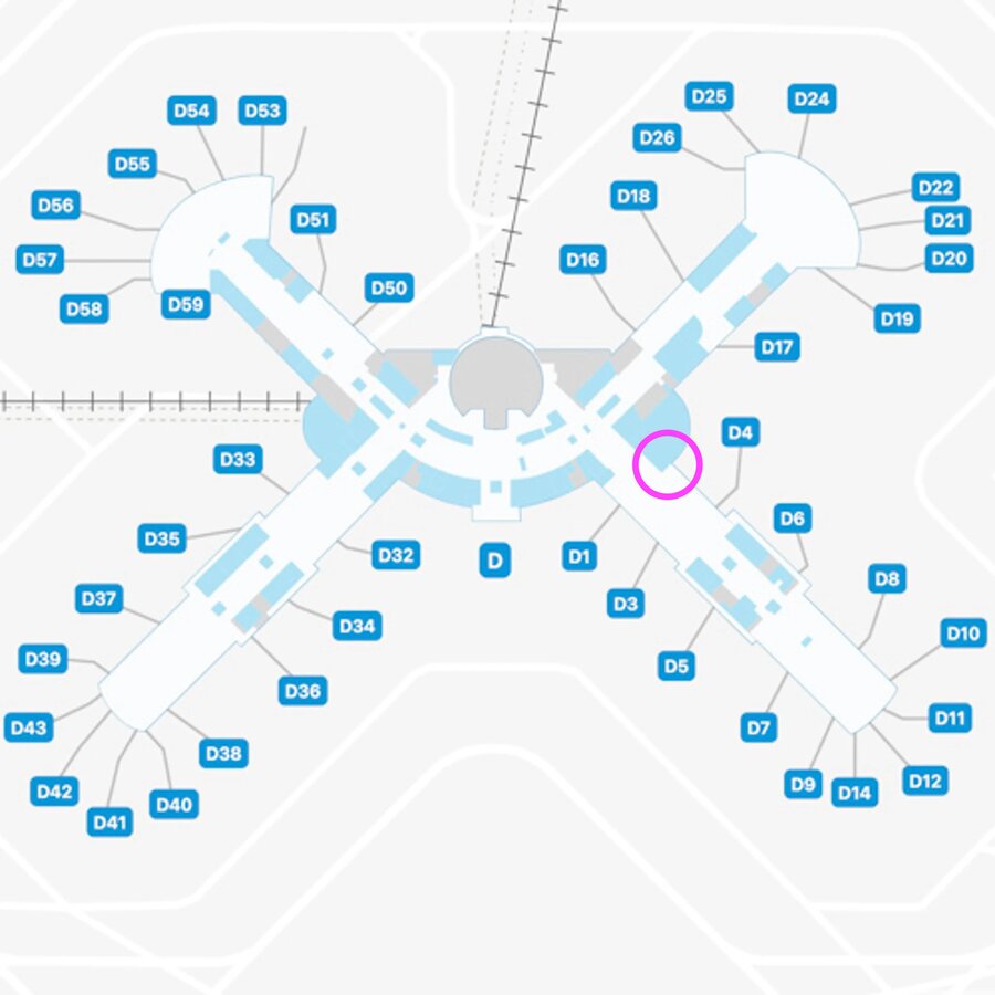 Map displaying location of Centurion Lounge