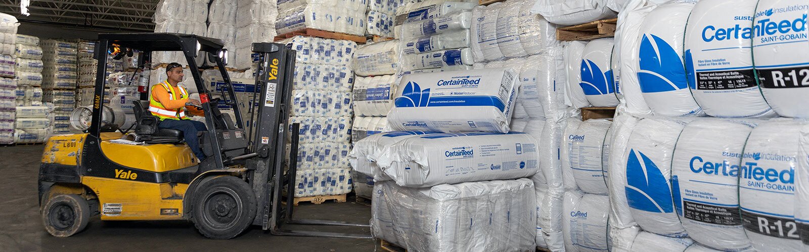 CertainTeed Insulation supply in Crown Building Supply warehouse 