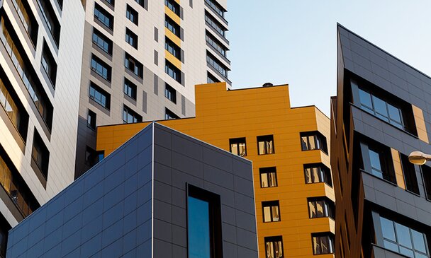 Exterior of multiple building apartments