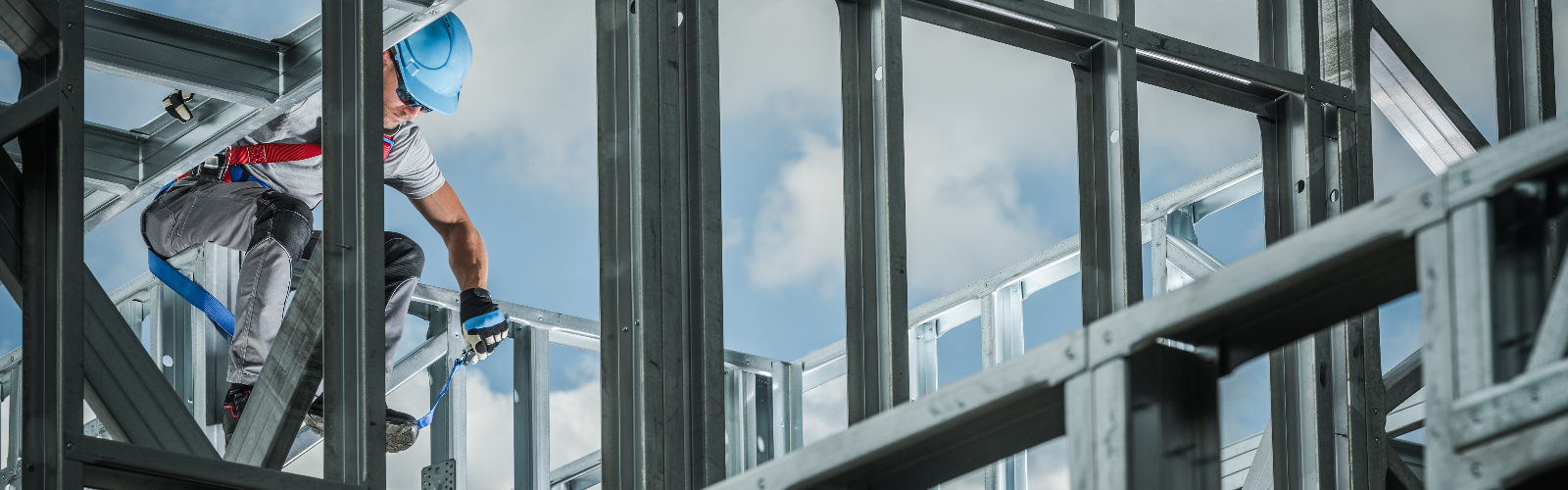 Man working on steel framing