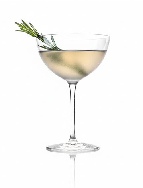 Martini-Glas mit Rosmarin – ein edles Zusammenspiel.