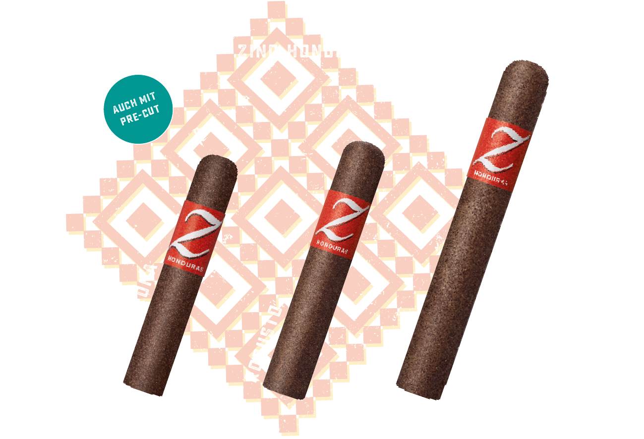 Sortiment der Zino Honduras Zigarrenlinie mit den Formaten Half Corona, Robusto und Toro.