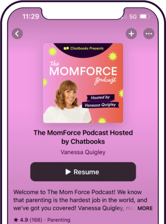 Momforce podcast on mobile device