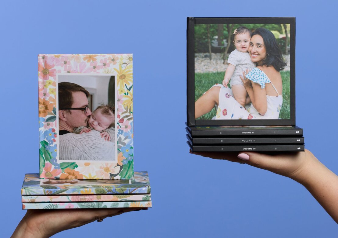 Designer covers for monthly family photo memory book