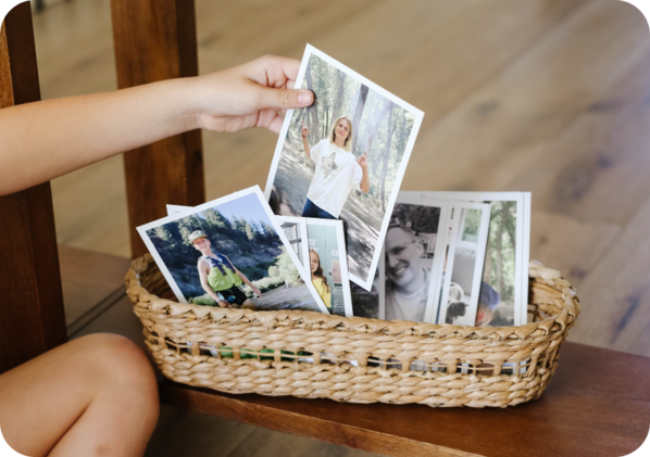 chatbooks premium prints in a basket