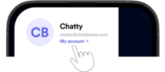Mobile device with user clicking on "my account" link