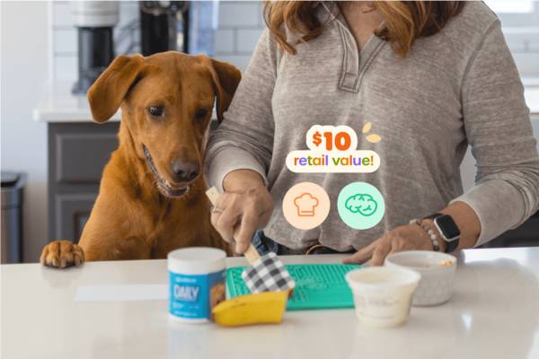 Sweet Treat Recipe Card + Lick Mat: This easy, dog-friendly recipe (made with ingredients you might already have in your pantry!) lets you include your pup in on all the fall-baking fun. Comes with our Lick Mat for serving. PRO TIP: Want to make the fun last longer? Pop the lick mat in the freezer before serving.